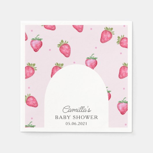 Berry Sweet Strawberry Baby shower Servet (Voorkant)