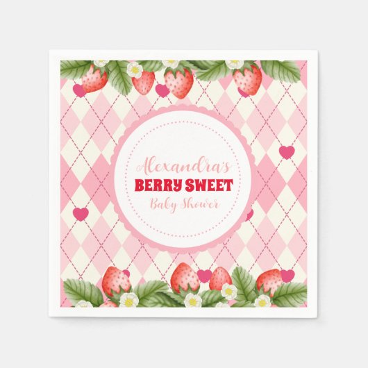 Berry Sweet Strawberry Baby shower Servet (Voorkant)