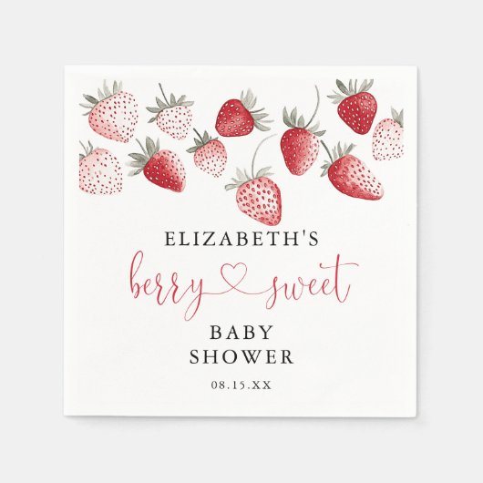 Berry Sweet Strawberry Baby shower Servet (Voorkant)
