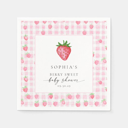 Berry Sweet Strawberry Baby shower Servet (Voorkant)