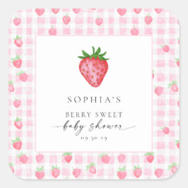 Berry Sweet Strawberry Baby shower Square Sticker