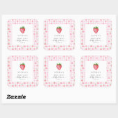 Berry Sweet Strawberry Baby shower Square Sticker (Vel)