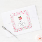 Berry Sweet Strawberry Baby shower Square Sticker (Envelop)