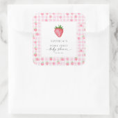 Berry Sweet Strawberry Baby shower Square Sticker (Tas)