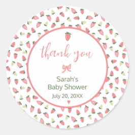 Berry Sweet Strawberry Baby Shower Thank You Ronde Sticker