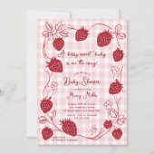 Berry Sweet Strawberry Baby shower Uitnodiging (Voorkant)