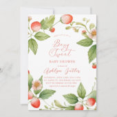 Berry Sweet Strawberry Baby shower Uitnodiging (Voorkant)