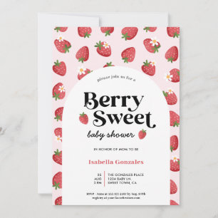 Berry Sweet Strawberry Baby shower Uitnodiging