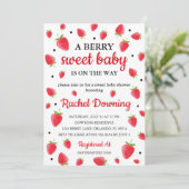 Berry Sweet Strawberry Baby shower Uitnodiging (Staand voorkant)