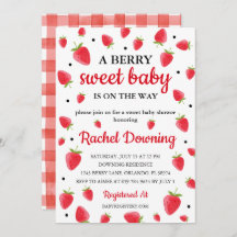 Berry Sweet Strawberry Baby shower Uitnodiging