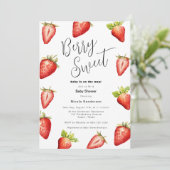 Berry Sweet Strawberry Baby shower Uitnodiging (Staand voorkant)