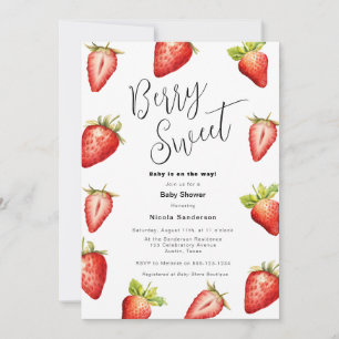 Berry Sweet Strawberry Baby shower Uitnodiging