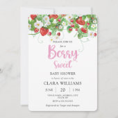 Berry Sweet Strawberry Baby shower Uitnodiging (Voorkant)