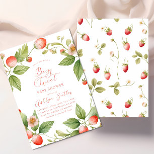 Berry Sweet Strawberry Baby shower Uitnodiging