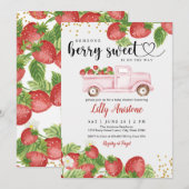 Berry Sweet Strawberry Baby shower Uitnodiging (Voorkant / Achterkant)