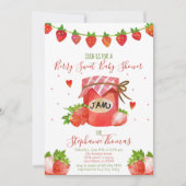 Berry Sweet Strawberry Baby shower Uitnodiging (Voorkant)
