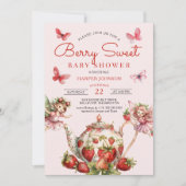 Berry Sweet Strawberry Baby shower Uitnodiging (Voorkant)