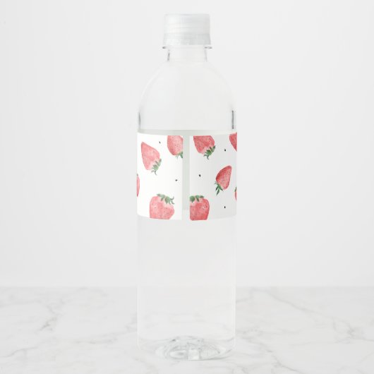 Berry Sweet Strawberry Baby shower Waterfles Etiket (Achterkant)