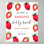 Berry Sweet Strawberry Baby shower Welkom Poster (Voorkant)