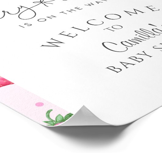 Berry Sweet Strawberry Baby shower Welkom Poster (Hoek)