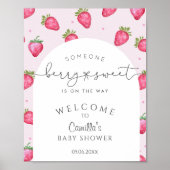 Berry Sweet Strawberry Baby shower Welkom Poster (Voorkant)
