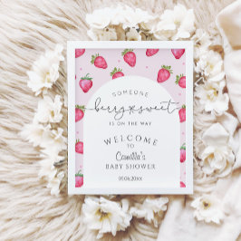 Berry Sweet Strawberry Baby shower Welkom Poster