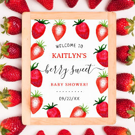 Berry Sweet Strawberry Baby shower Welkom Poster