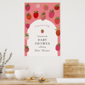 Berry Sweet Strawberry Baby shower Welkom Poster (Keuken)