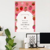 Berry Sweet Strawberry Baby shower Welkom Poster (Thuiskantoor)
