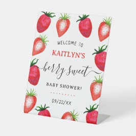 Berry Sweet Strawberry Baby shower Welkom Reclamebord Met Voetstuk