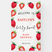 Berry Sweet Strawberry Baby shower Welkom Spandoek (Verticaal)