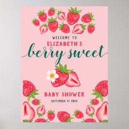 Berry Sweet Strawberry Baby shower welkomstfeest Poster