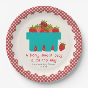 Berry Sweet Strawberry Basket Baby shower Papieren Bordje