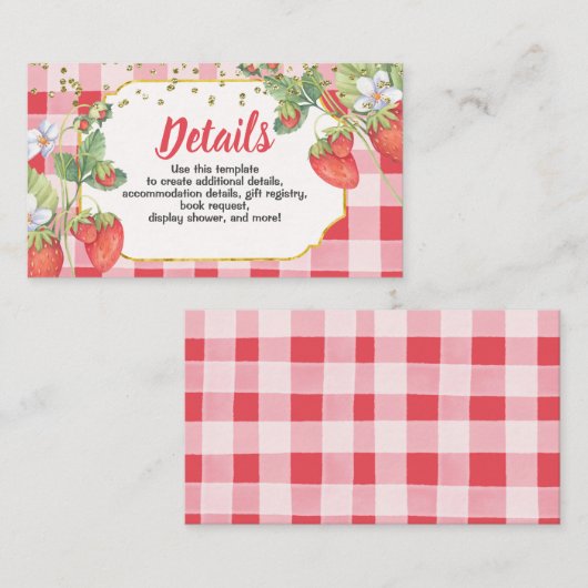 Berry Sweet Strawberry Birthday - Gegevens Informatiekaartje (Voorkant / Achterkant)