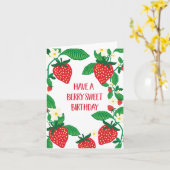 Berry Sweet Strawberry Birthday Kaart (Gele Bloem)