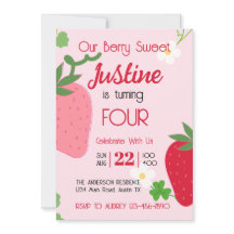 Berry Sweet Strawberry Birthday Party Invitation