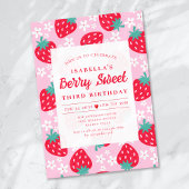 Berry Sweet Strawberry Birthday Party Kaart