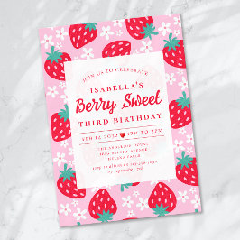 Berry Sweet Strawberry Birthday Party Kaart