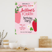 Berry Sweet Strawberry Birthday Party Poster (Keuken)