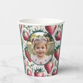Berry Sweet Strawberry Birthday Photo Papieren Bekers