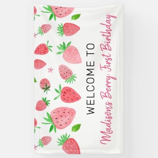 Berry Sweet Strawberry Birthday Spandoek (Verticaal)