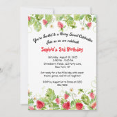 Berry Sweet Strawberry Birthday Uitnodiging (Voorkant)