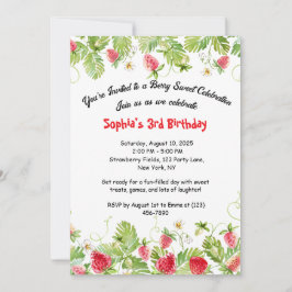 Berry Sweet Strawberry Birthday Uitnodiging