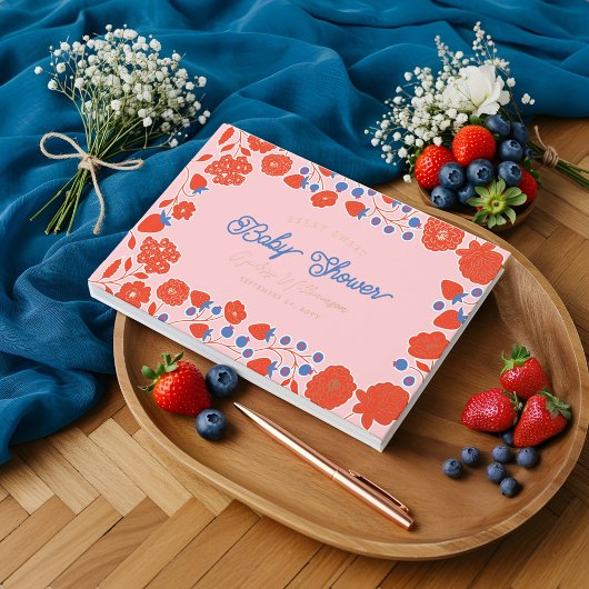 Berry Sweet Strawberry & Blooms Baby shower Gastenboek