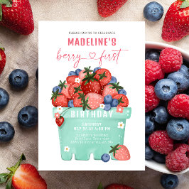 Berry Sweet Strawberry Blueberry Eerste Verjaardag Kaart