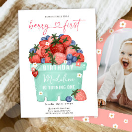 Berry Sweet Strawberry Blueberry Eerste Verjaardag Kaart