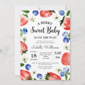 Berry Sweet Strawberry Blueberry Meisje Baby showe Kaart (Voorkant)