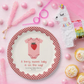 Berry Sweet Strawberry Bodysuit Baby shower Papieren Bordje (Feest)