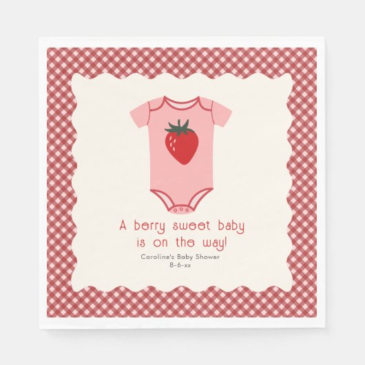 Berry Sweet Strawberry Bodysuit Baby shower Servet (Voorkant)