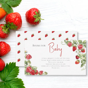 Berry Sweet Strawberry Boeken voor Baby shower Informatiekaartje